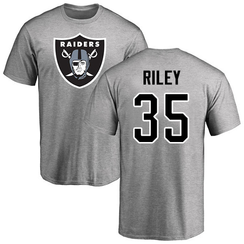 Men Oakland Raiders Ash Curtis Riley Name and Number Logo NFL Football #35 T Shirt